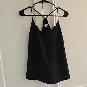 J. Crew Black Camisole Top Scallop Neckline Size 10 Like New